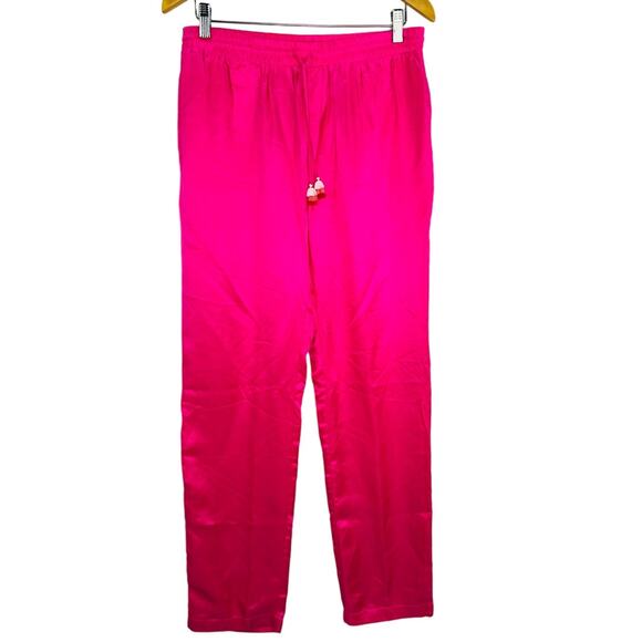 Hale Bob Ceres Silk Straight Fit Pant in Hot Pink size Medium - Picture 2 of 7